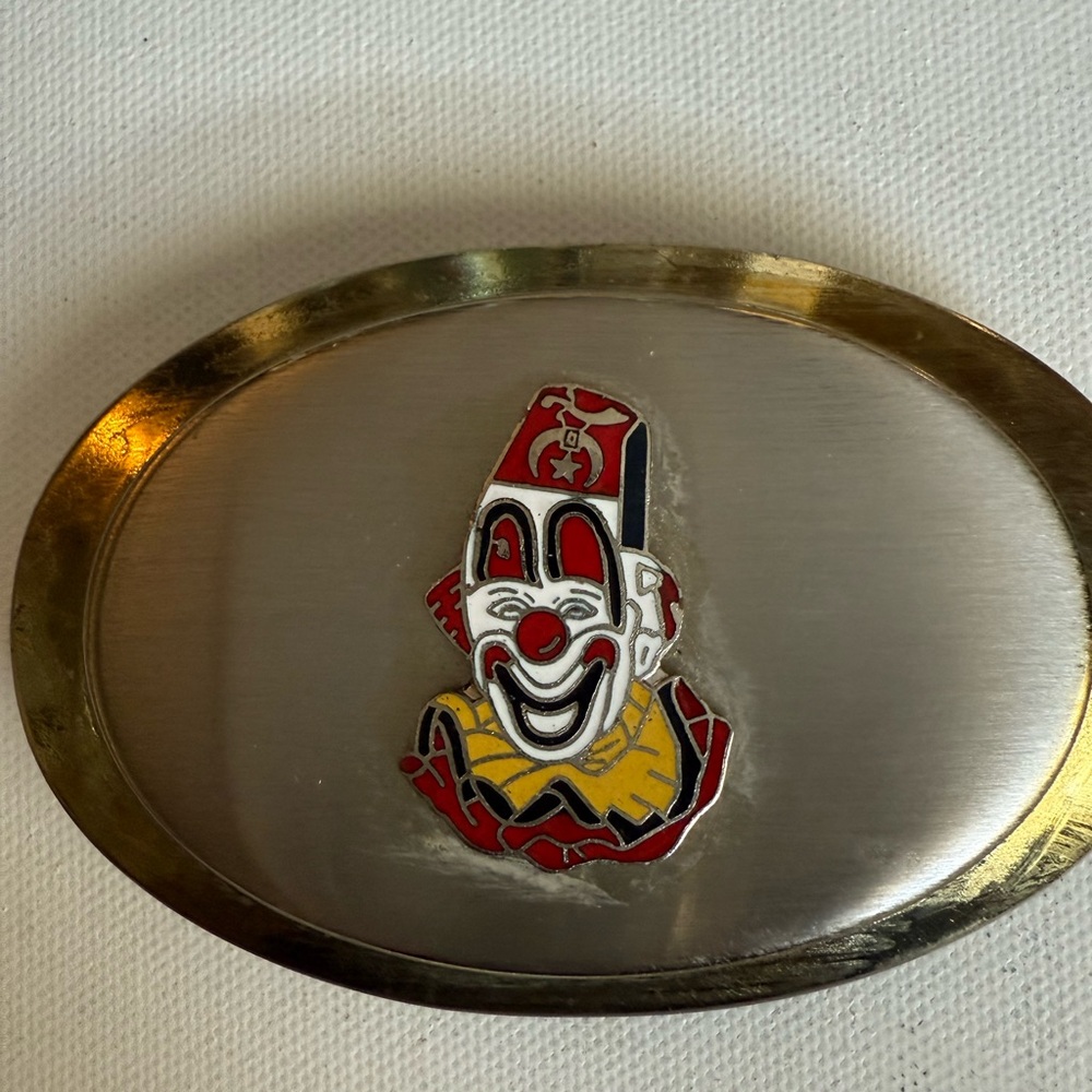 Shriners Colorful Clown Belt Buckle with Gold Accent